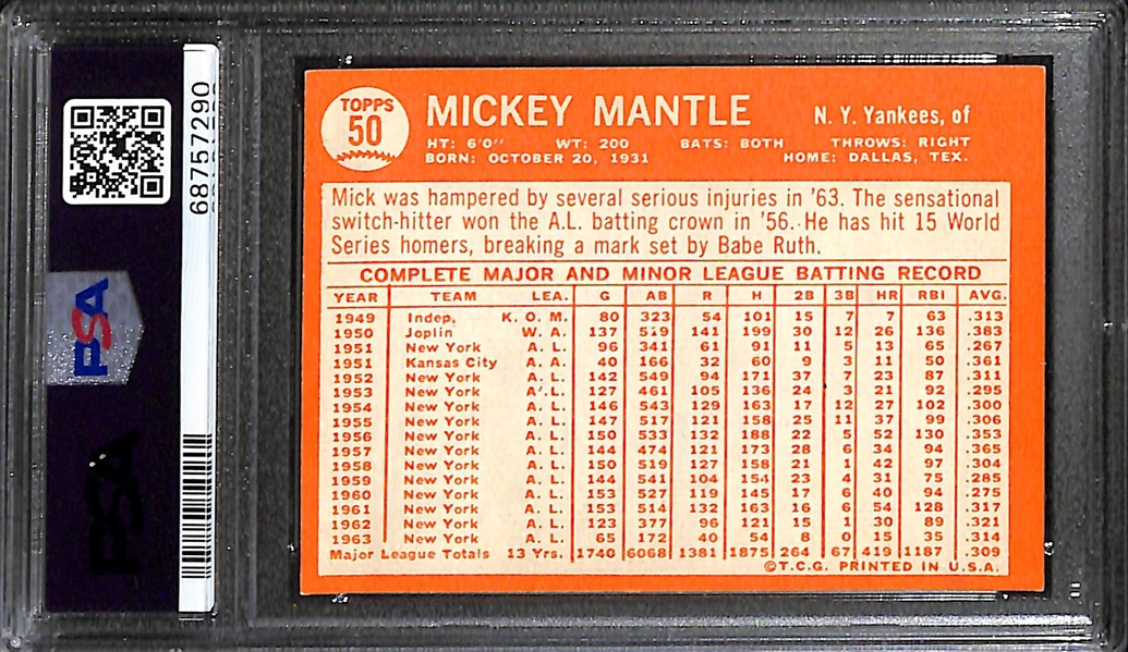 1964 Topps Mickey Mantle #50 Graded PSA 5