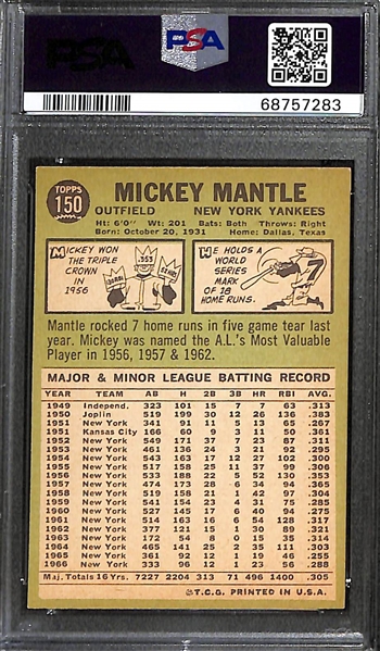 1967 Topps Mickey Mantle #150 Graded PSA 6