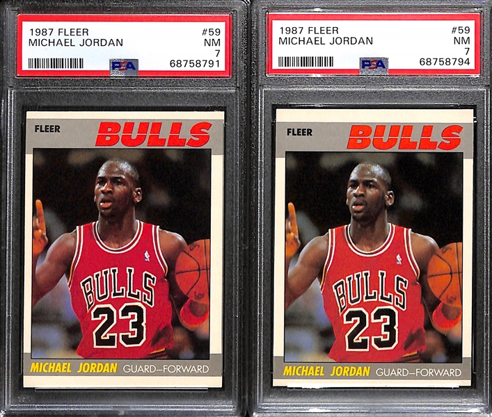 Lot of (2) 1987-88 Fleer Michael Jordan #59 Cards - Both Graded PSA 7