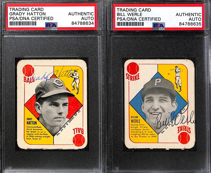 Lot of (5) Signed 1951 Topps Red Back Cards - Bob Kennedy, Grady Hatton, Bill Werle, Tommy Holmes, Wes Westrum (All PSA/DNA Slabbed)