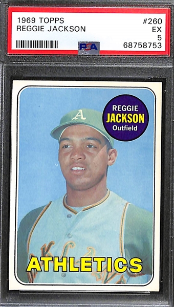 1969 Topps Reggie Jackson #260 Rookie Card Graded PSA 5