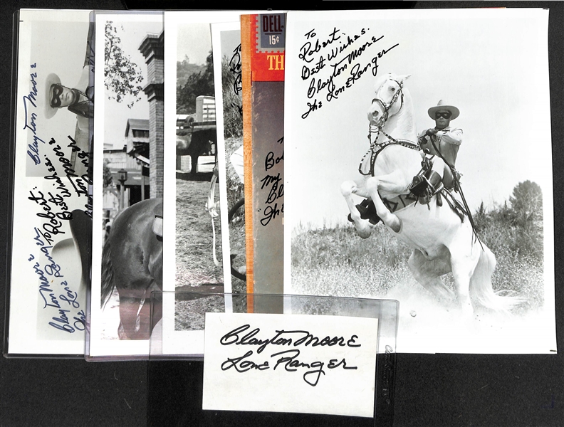 Lot of (7) Autographed Entertainment Memorabilia Mostly Clayton Moore The Lone Ranger (JSA Auction Letter)