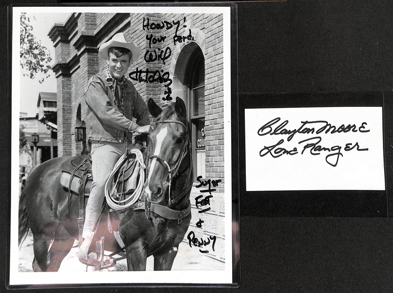 Lot of (7) Autographed Entertainment Memorabilia Mostly Clayton Moore The Lone Ranger (JSA Auction Letter)