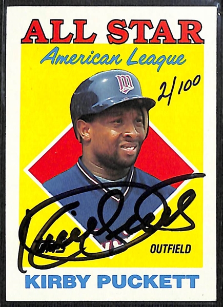 1988 Topps Kirby Puckett All-Star Signed Baseball Card - Topps Authentic #2/100