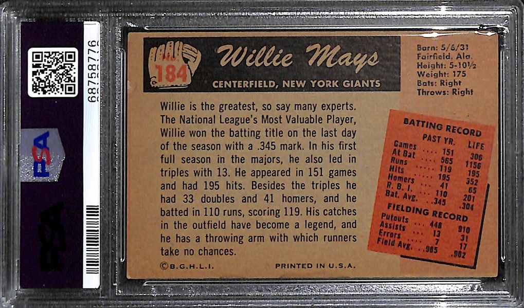 1955 Bowman Willie Mays #184 Graded PSA 3