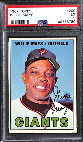 1967 Topps Willie Mays Lot - #200 Graded PSA 5; #423 (Fence Busters w. McCovey) PSA 6