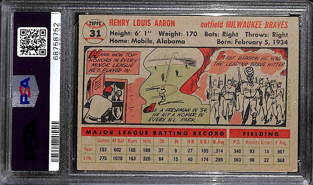 1956 Topps Hank Aaron #31 (Gray Back) Graded PSA 4