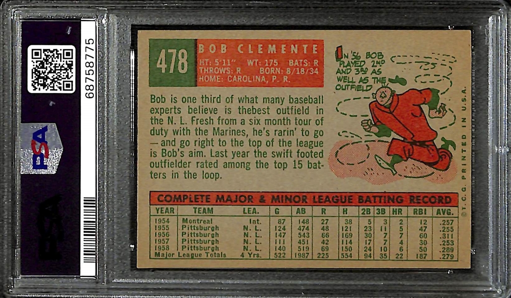 1959 Topps Roberto Bob Clemente #478 Graded PSA 5