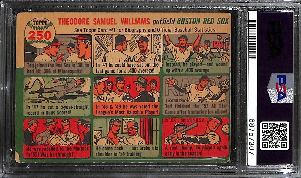1954 Topps Ted Williams #250 Graded PSA 2