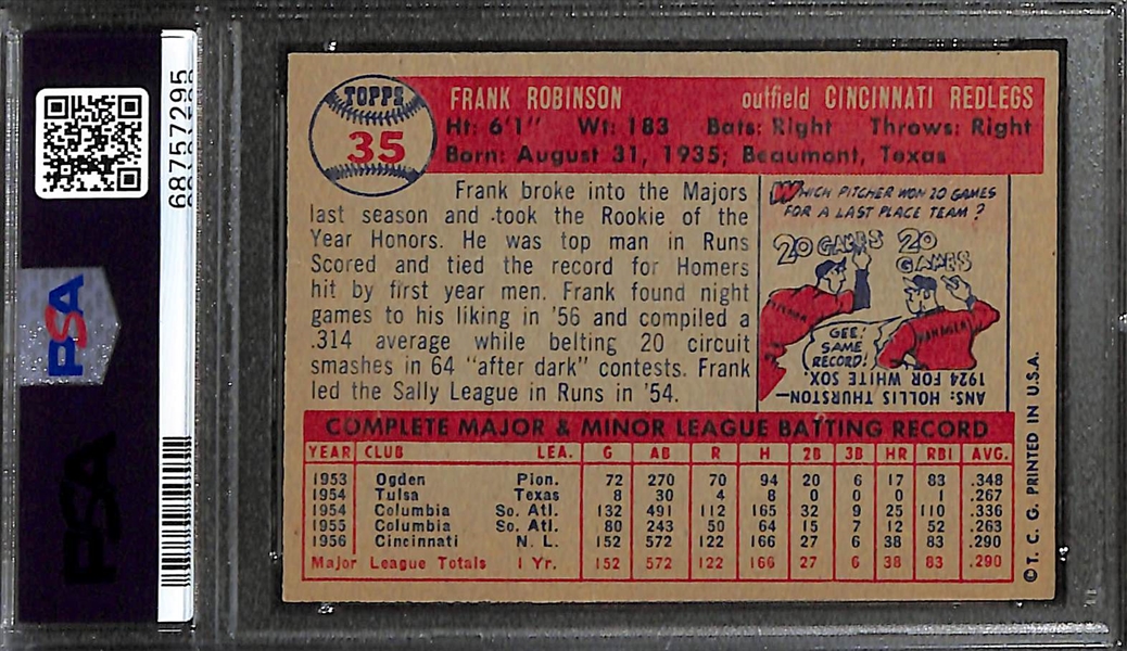 1957 Topps Frank Robinson Rookie Card #35 Graded PSA 3