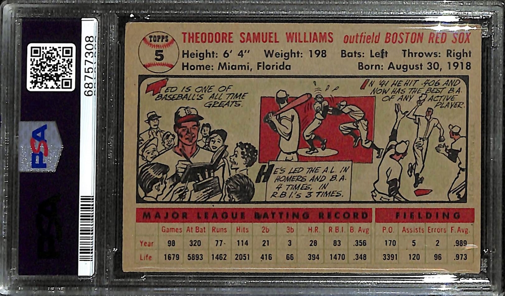 1956 Topps Ted Williams #5 Graded PSA 4