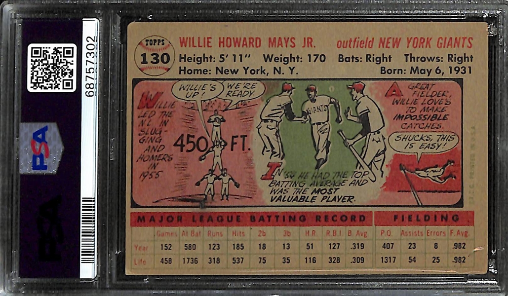 1956 Topps Willie Mays #130 Graded PSA 4(MK)