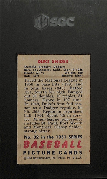 1951 Bowman Duke Snider #32 Graded SGC 5