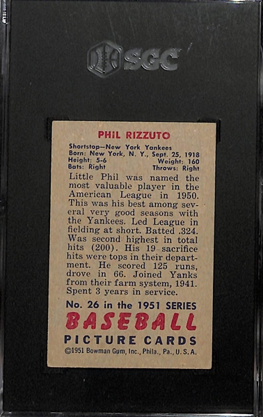 1951 Bowman Phil Rizzuto #26 Graded SGC 5