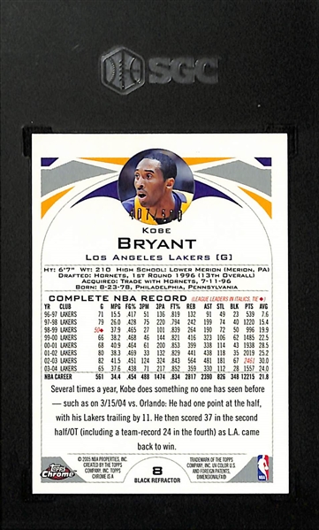 2004-05 Topps Chrome Kobe Bryant #9 Black  Refractor #ed 407/500 Graded SGC 8.5
