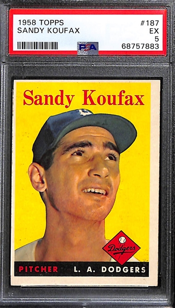 1958 Topps Sandy Koufax #187 Graded PSA 5