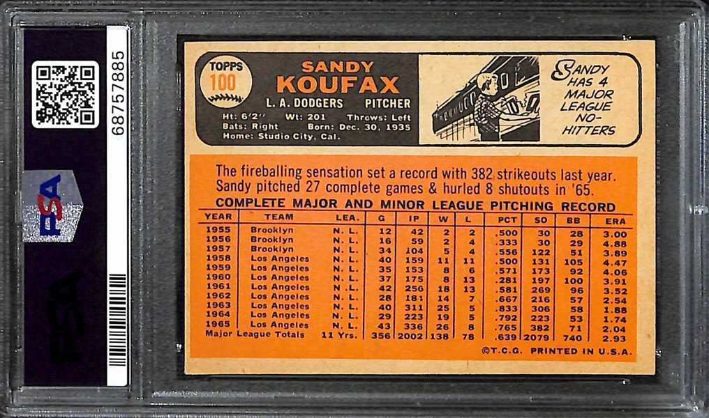 1966 Topps Sandy Koufax #100 Graded PSA 6