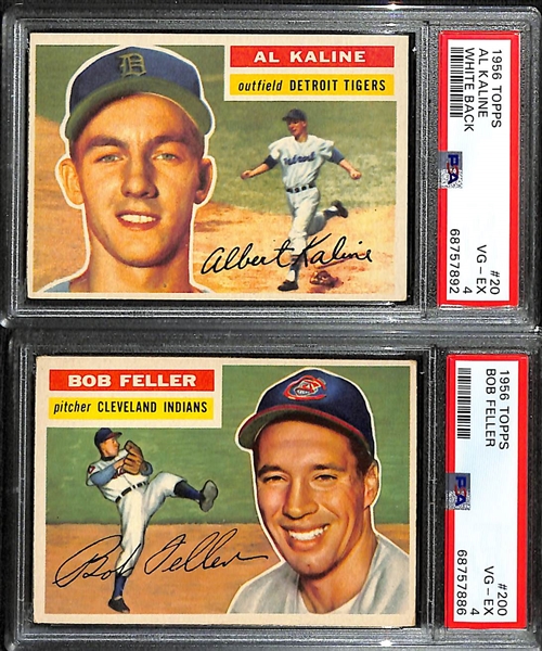 1956 Topps Graded Lot - Bob Feller & Al Kaline (Both PSA 4)