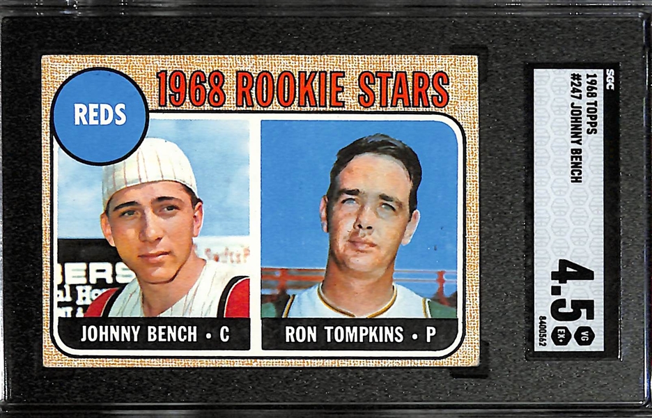 1968 Topps Johnny Bench Rookie Card #247 Graded SGC 4.5
