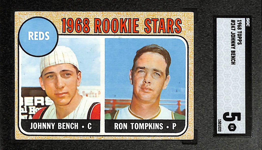 1968 Topps Johnny Bench Rookie Card #247 Graded SGC 5