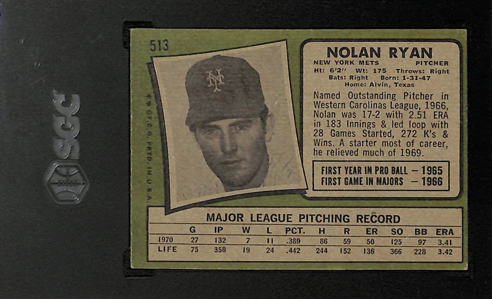 1970 Topps Nolan Ryan #513 Graded SGC 6