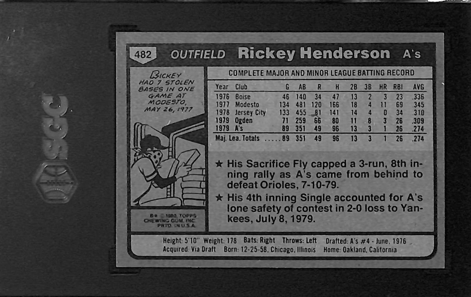 1980 Topps Rickey Henderson #482 Graded SGC 7.5