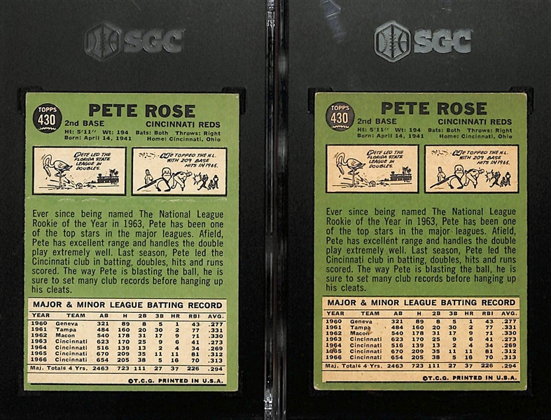 Lot of (2) 1967 Topps Pete Rose #430 (Graded SGC 3 and SGC 4)