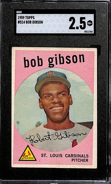 1959 Topps Bob Gibson Rookie Card #514 Graded SGC 2.5