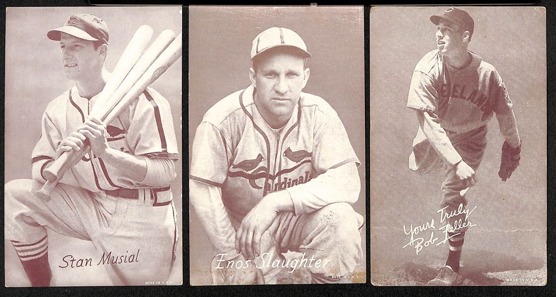 Lot of (58) Late 1940s-Early 1950s Baseball Exhibit Cards (Made in USA Designation in Lower Border) w. Stan Musial 