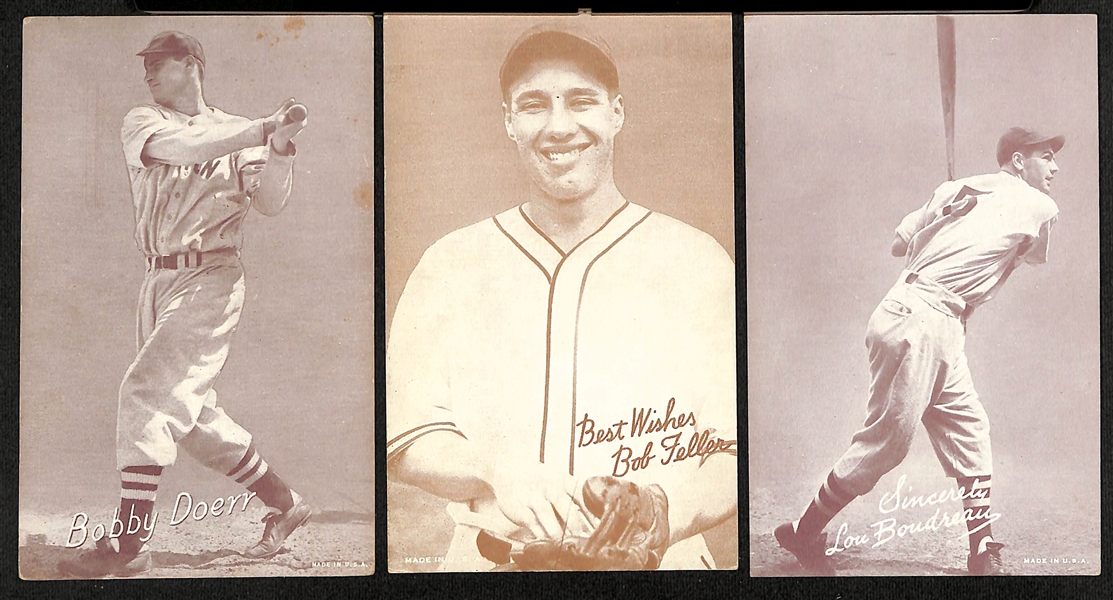 Lot of (58) Late 1940s-Early 1950s Baseball Exhibit Cards (Made in USA Designation in Lower Border) w. PeeWee Reese 