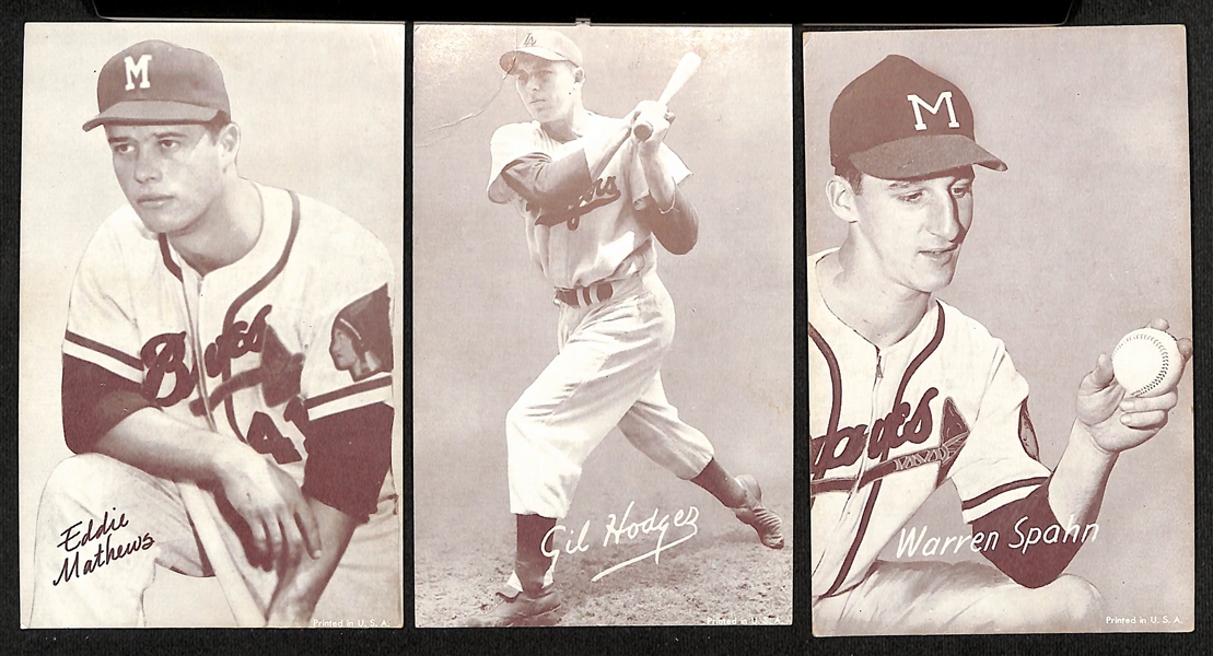 Lot of (57) Late 1950s-Early 1960s Baseball Exhibit Cards (Printed in USA Designation in Lower Border) w. Ernie Banks