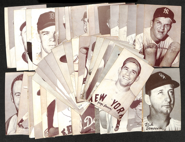 Lot of (57) Late 1950s-Early 1960s Baseball Exhibit Cards (Printed in USA Designation in Lower Border) w. Yogi Berra