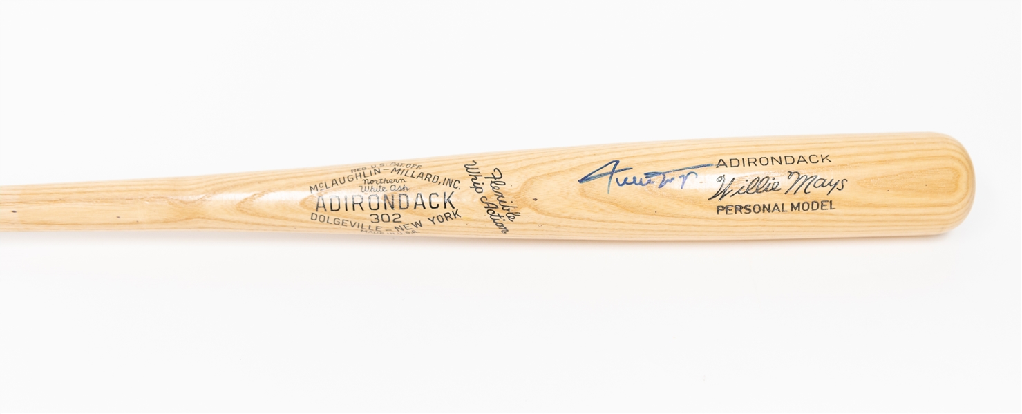 Vintage Willie Mays Signed Baseball Bat (Adirondack 302 Personal Willie Mays Model Bat) - Full JSA Letter of Authenticity