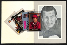 Autographed Sport Lot w. Autographed 5"x7" Johnny Unitas & (4) Signed Racing Cards - Dale Earnhardt, Jeff Gordon, (2) Davey Allison - JSA Auction Letter