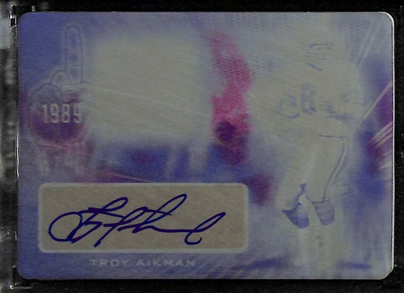 2022 Leaf In the Game Used Joe Montana Auto Patch #d /35 and Troy Aikman 1st Overall Pick Printing Plate #d 1/1