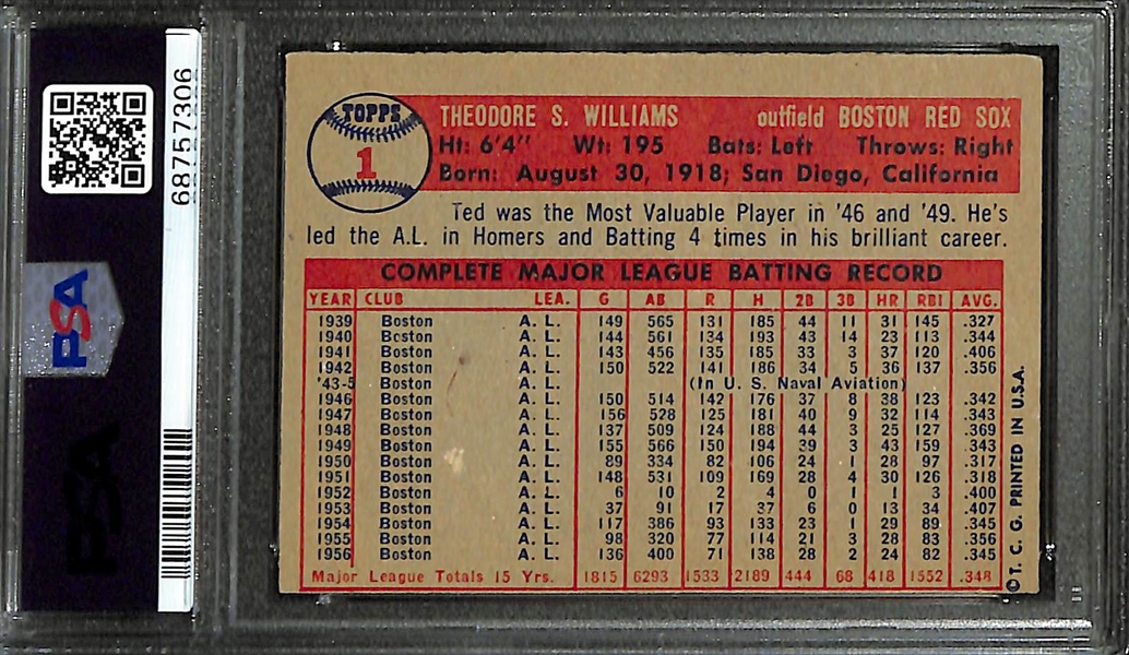 1957 Topps Ted Williams #1 Graded PSA 5(MC)