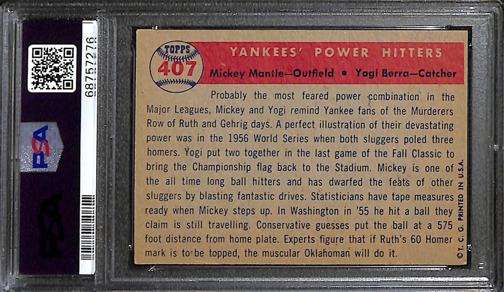 1957 Topps Yankees Power Hitters Mickey Mantle & Yogi Berra #407 Graded PSA 5