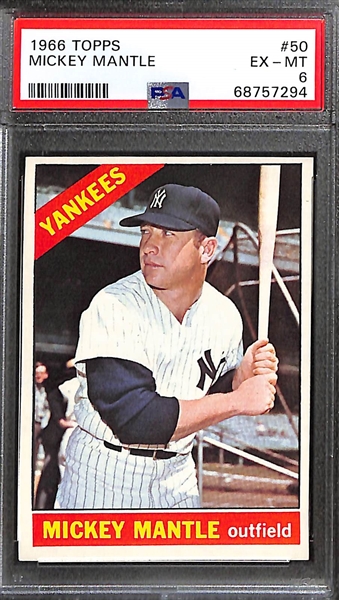 1966 Topps Mickey Mantle #50 Graded PSA 6