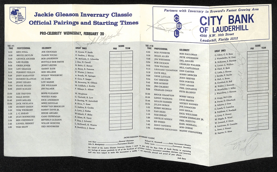  1974 Jackie Gleason Golf Classic Pamphlet Signed by Joe DiMaggio & Others (JSA Auction Letter)