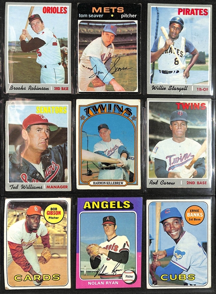  Lot of (300+) 1969-1976 Topps Baseball Star & Common Cards w. 1975 Nolan Ryan