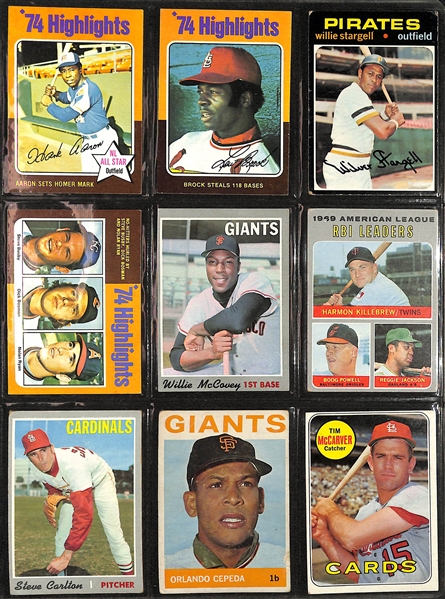 Lot of (450+) 1969-1975 Topps Baseball Star & Common Cards w. 1970 Hank Aaron