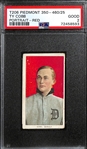 1909-11 T206 Ty Cobb Portrait Tobacco Card (Red Background) Graded PSA 2 (Piedmont 350-460 Subjects, Factory 25)