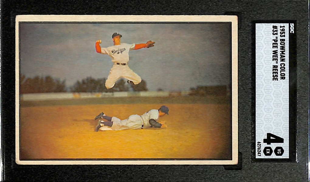 1953 Bowman Color Pee Wee Reese #33 (Iconic In-Action Card) Graded SGC 4