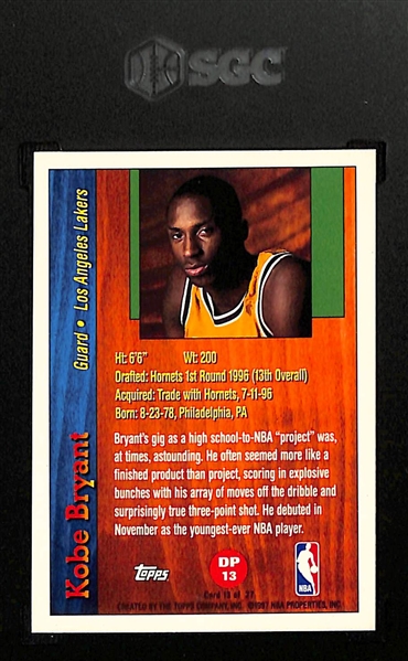 Rare 1996-97 Topps Kobe Bryant Rookie Draft Pick Redemption #DP13 Graded SGC 9