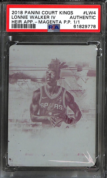 2018 Panini Court Kings Lonnie Walker IV Heir Apparent - Magenta Printing Plate #1/1 PSA Authentic