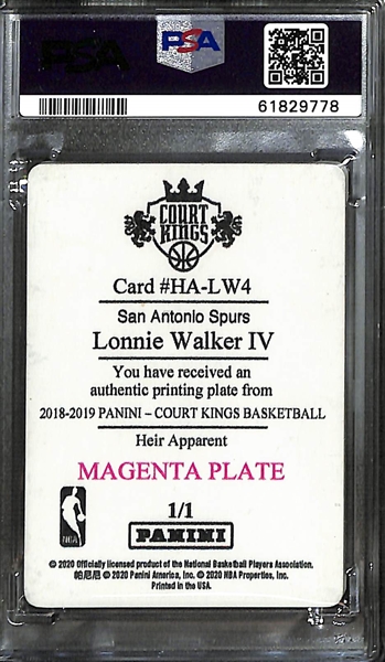 2018 Panini Court Kings Lonnie Walker IV Heir Apparent - Magenta Printing Plate #1/1 PSA Authentic