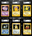 Lot of (6) SGC Graded Vintage Pokemon 1997-99 w. 1999 Mewtwo Promo "The First Movie" SGC 8.5