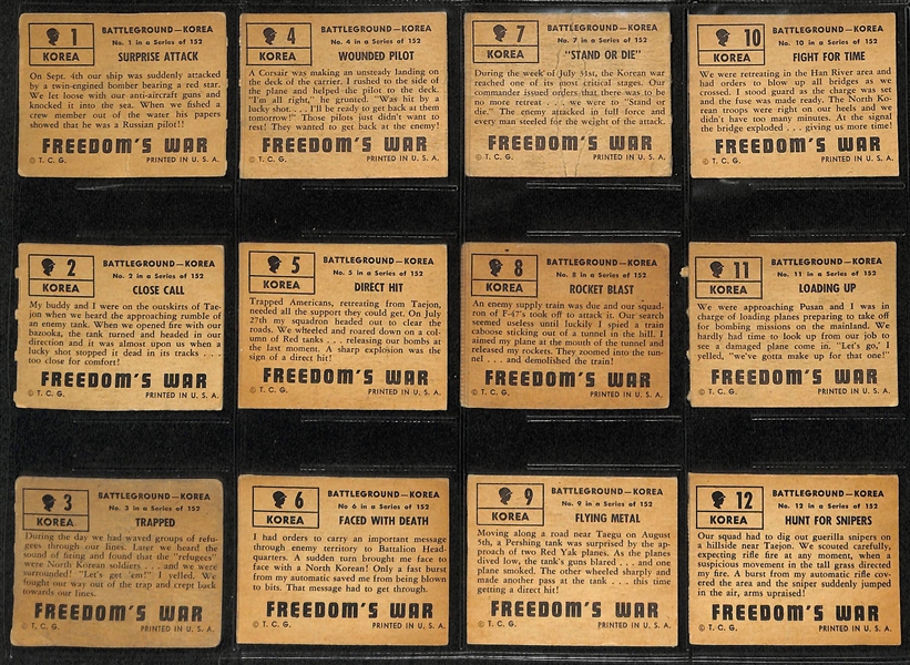 1950 Topps Freedom's War Partial Set 152 of 200!  Includes 3 RARE Die-Cut Tank Cards!