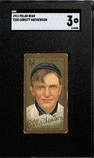 1911 T205 Christy Mathewson Gold Border Tobacco Card (Polar Bear Back) Graded SGC 3