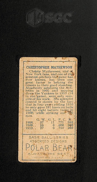 1911 T205 Christy Mathewson Gold Border Tobacco Card (Polar Bear Back) Graded SGC 3